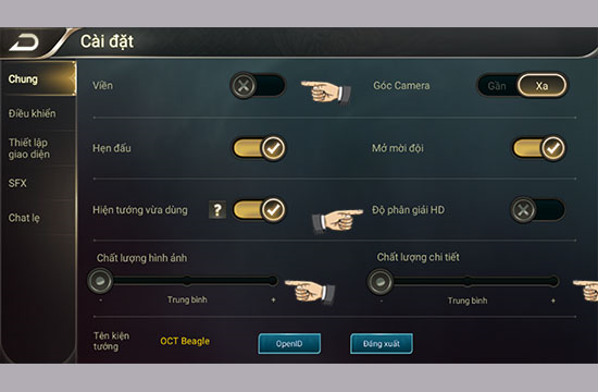 Tắt các chế độ game như trong hình.