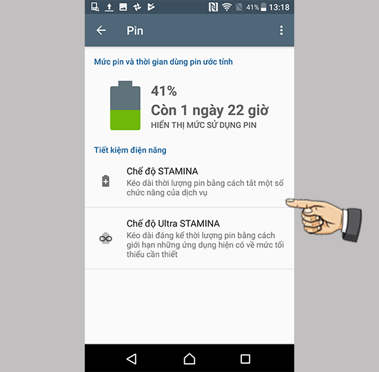 Chọn chế độ tiết kiệm Pin