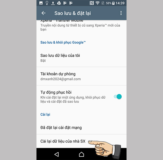 Chọn cài lại