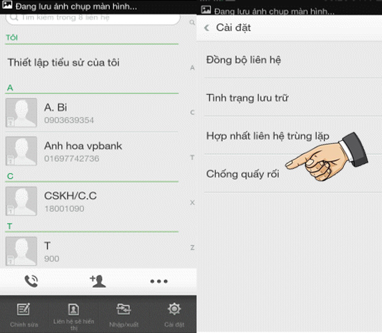 ​Vào cài đặt chống quấy rối