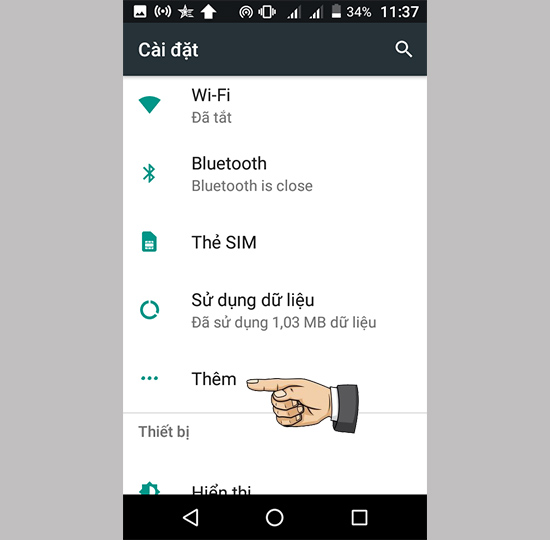 Bước 2: Vào Cài đặt và chọn Thêm