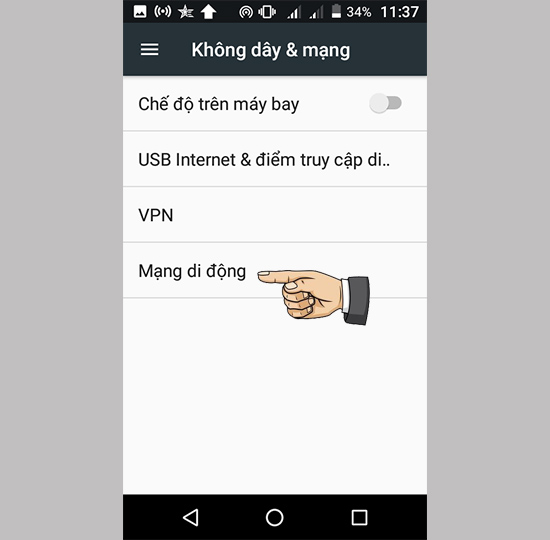 Bước 3: Chọn Mạng di động