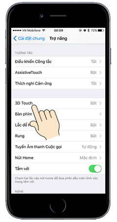 Chọn vào 3D Touch